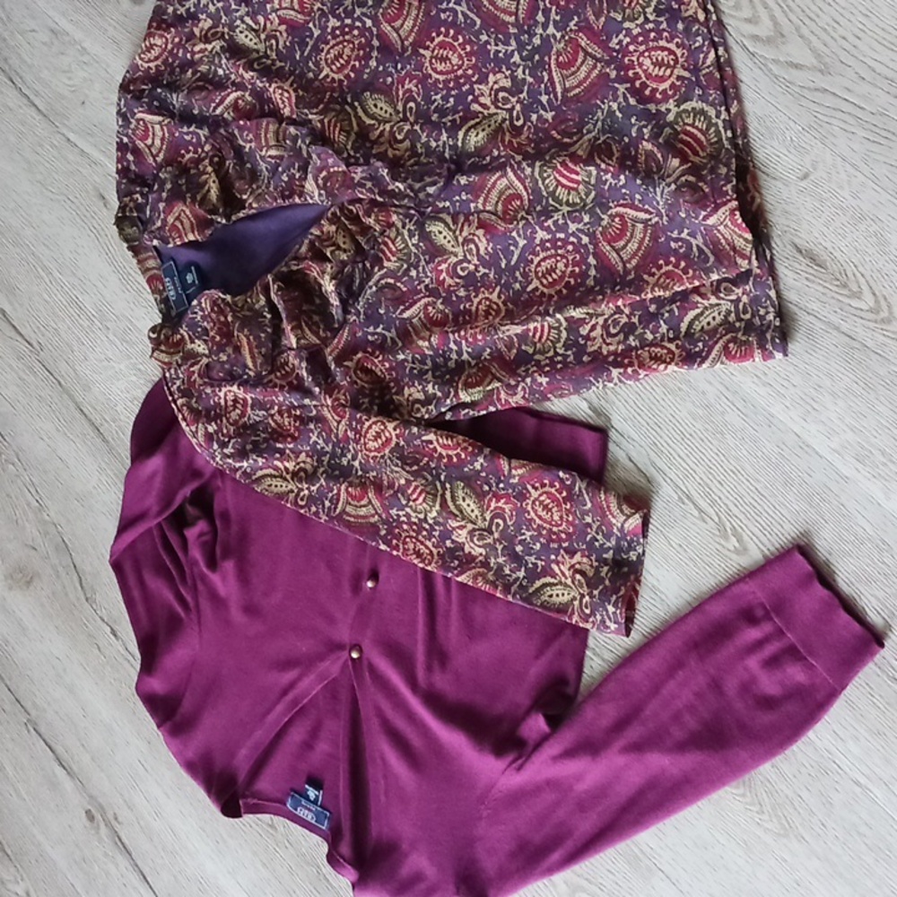 *LAST CHANCE* Chaps Petite PL Plum Cardigan & PXL Paisley Blouse Set
